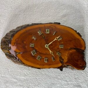 Vintage Handmade Rustic Brown Wood Wall Clock